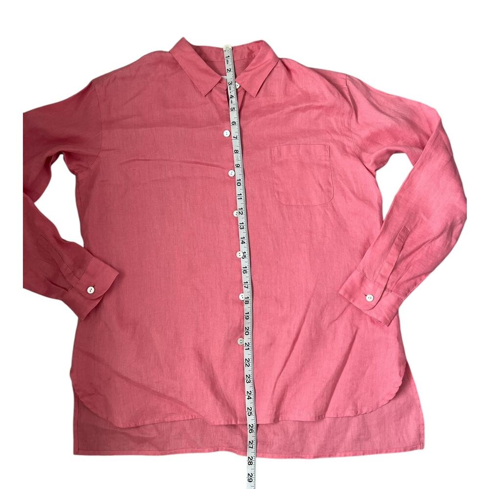 J. Jill Linen Shirt Button Collar Pink Boho Lagenlook Cottagecore Minimalist XS - Picture 11 of 12